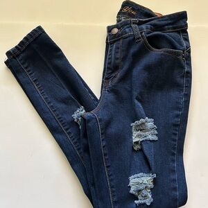 Women's Love You Denim Distressed Blue Jeans